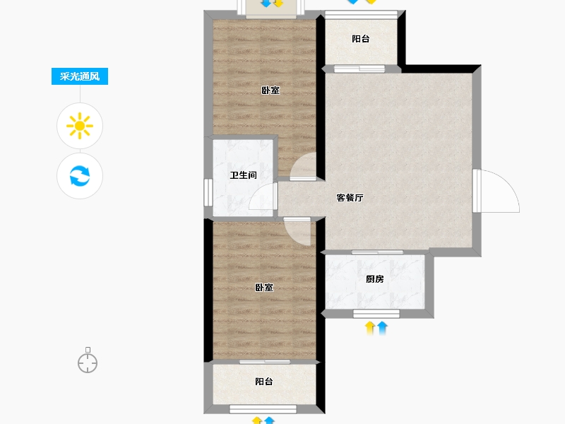 陕西省-西安市-天朗大兴郡-65.29-户型库-采光通风