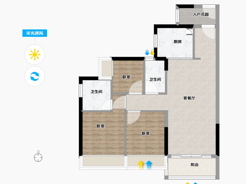 广东省-广州市-时代倾城（中新）-78.00-户型库-采光通风