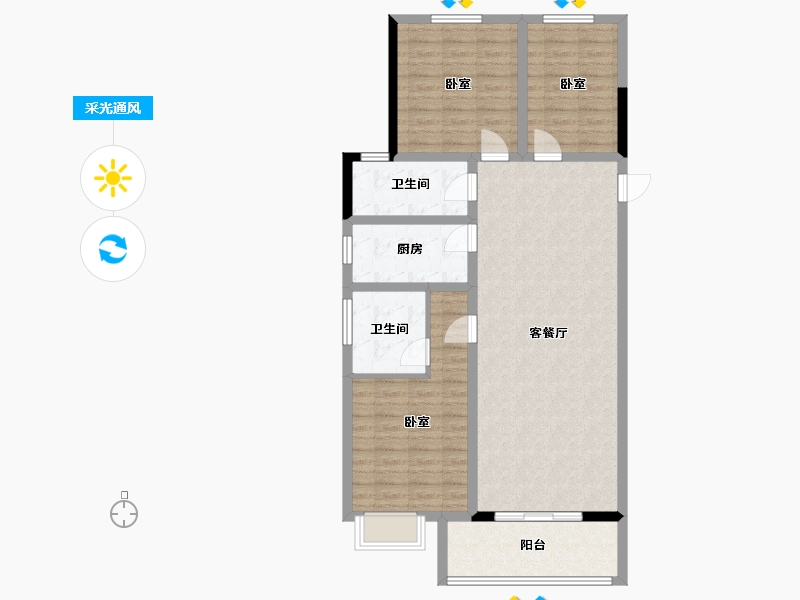 河南省-郑州市-鑫苑府-102.01-户型库-采光通风