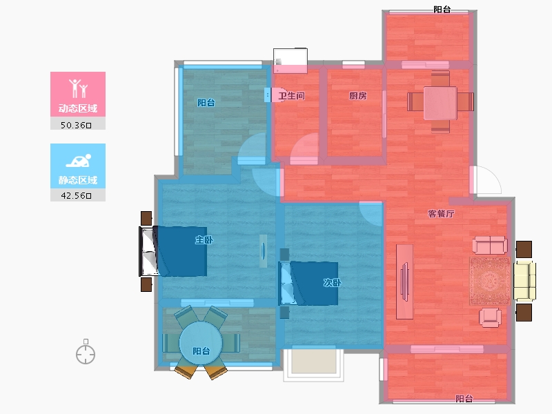 安徽省-黄山市-鸿威·东方丽景-82.83-户型库-动静分区