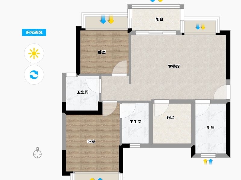 广东省-佛山市-宏宇景裕豪园-70.00-户型库-采光通风