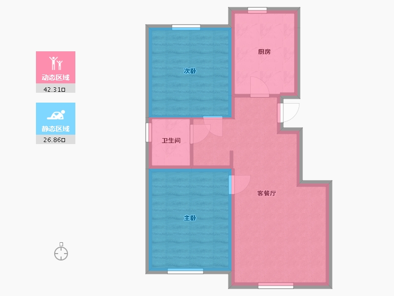 吉林省-长春市-豪邦四季经典荣域-61.73-户型库-动静分区