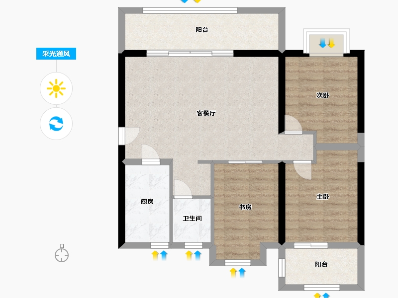 湖南省-长沙市-建发•中央公园-76.00-户型库-采光通风