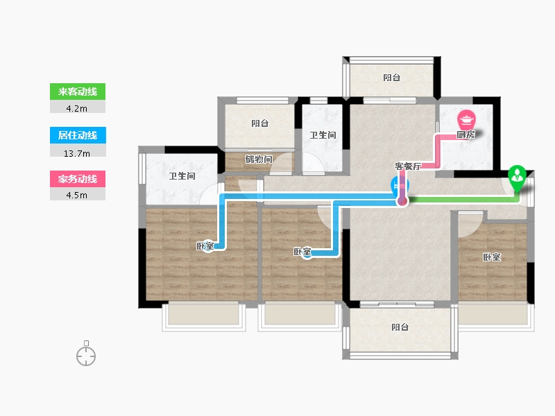 广东省-佛山市-碧桂园活力城-90.82-户型库-动静线