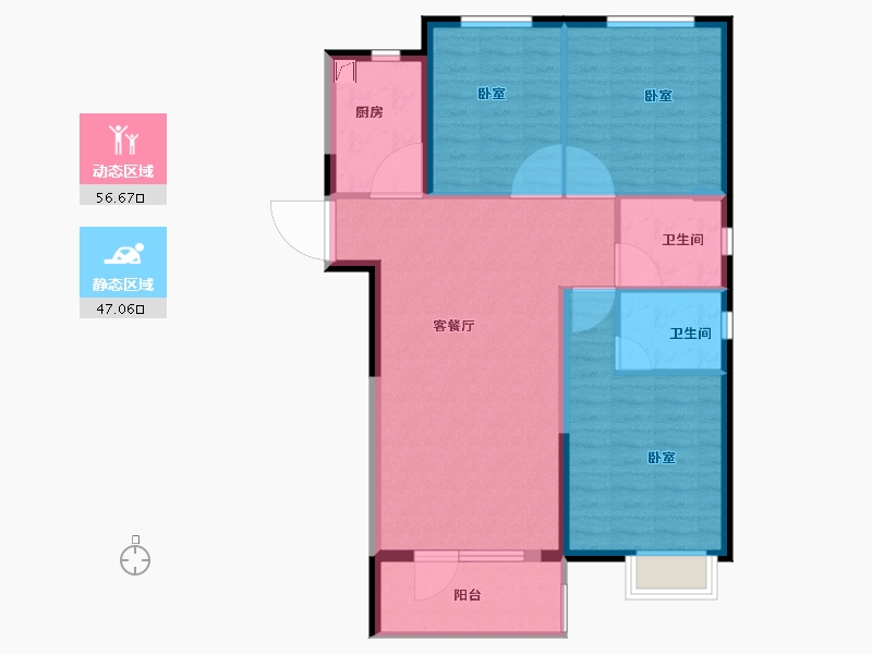 湖北省-武汉市-当代满庭春MOMΛ-94.09-户型库-动静分区