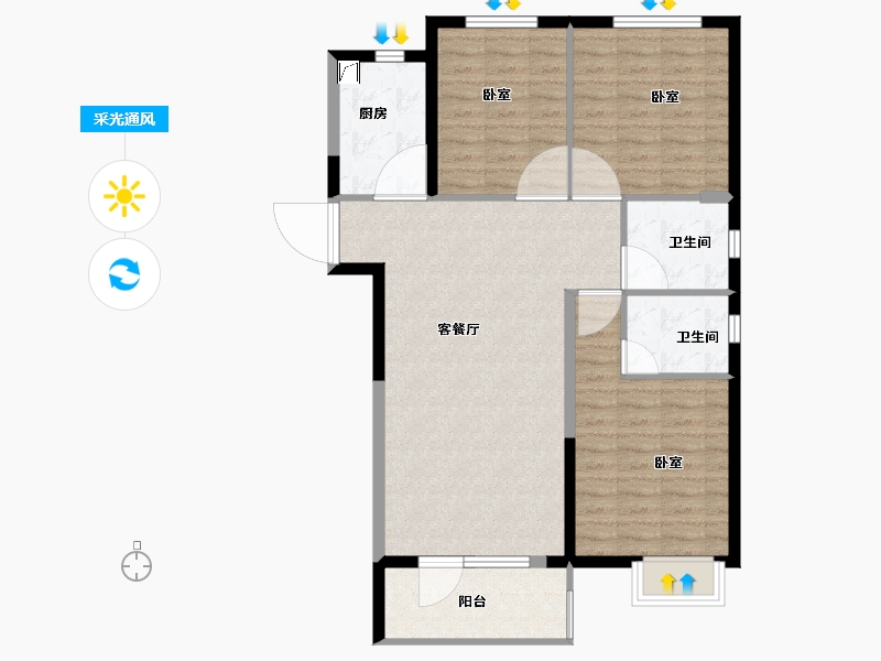 湖北省-武汉市-当代满庭春MOMΛ-94.09-户型库-采光通风