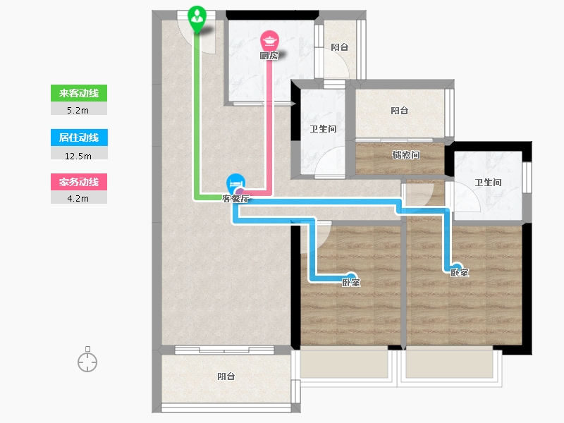 广东省-佛山市-碧桂园活力城-69.09-户型库-动静线