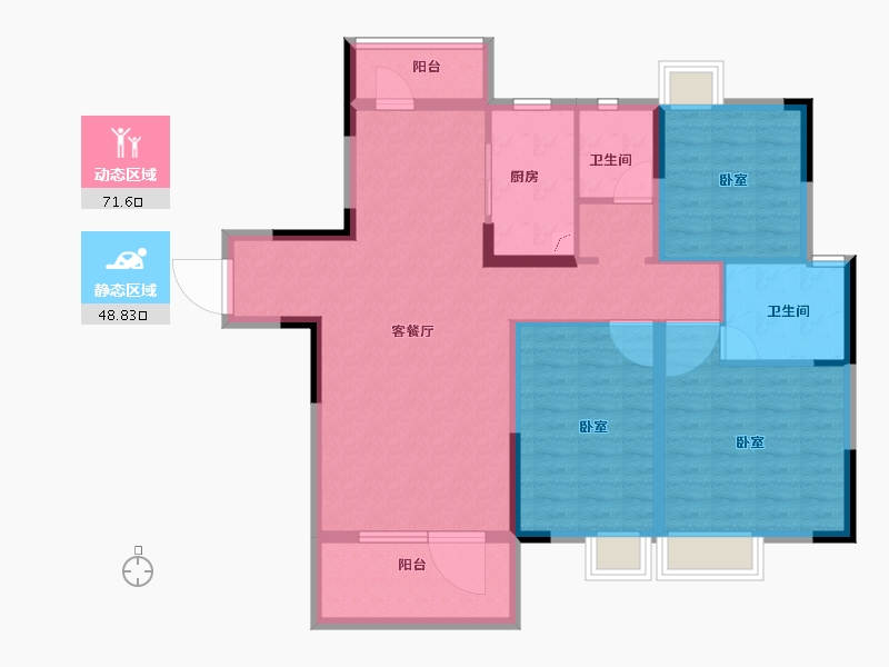 湖北省-武汉市-南德泊湖澜岸-107.74-户型库-动静分区