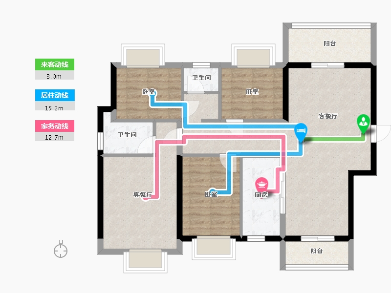 湖南省-株洲市-美的蓝溪谷-96.07-户型库-动静线