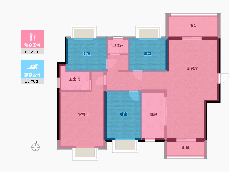 湖南省-株洲市-美的蓝溪谷-96.07-户型库-动静分区