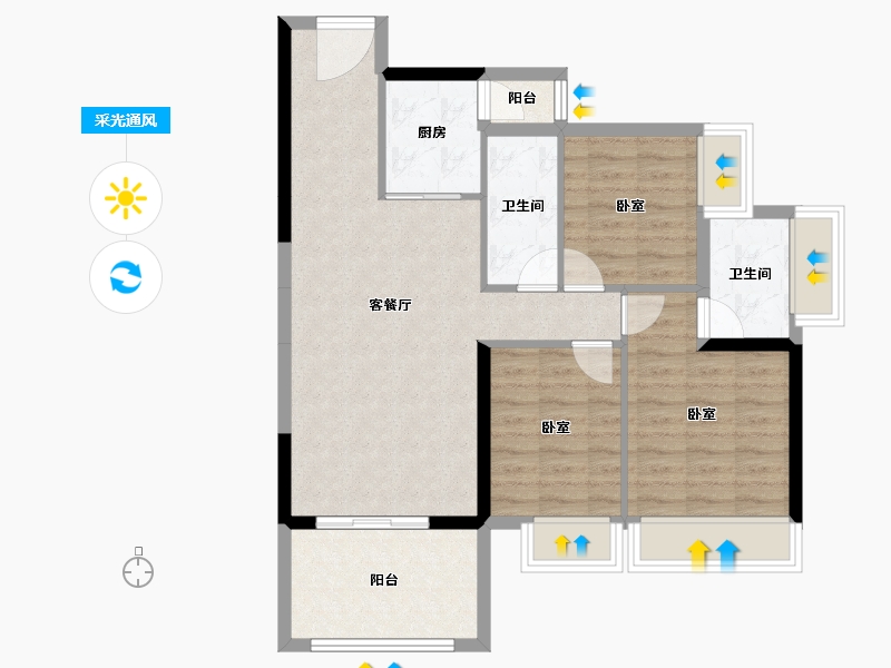 广东省-湛江市-恒俪湾-82.00-户型库-采光通风