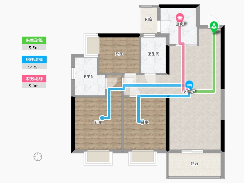 湖南省-株洲市-美的蓝溪谷-86.50-户型库-动静线