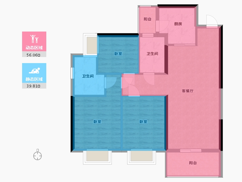 湖南省-株洲市-美的蓝溪谷-86.50-户型库-动静分区