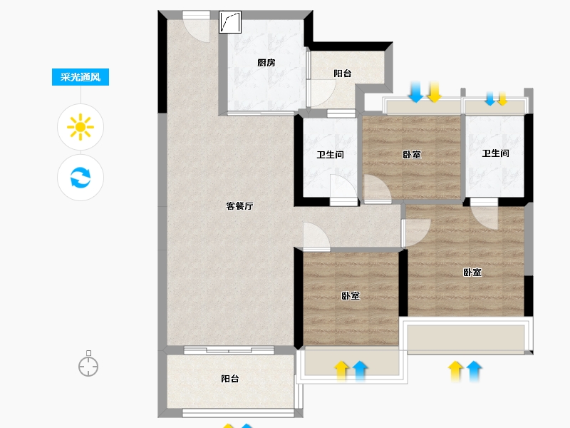 湖北省-十堰市-丹江口碧桂园-83.81-户型库-采光通风