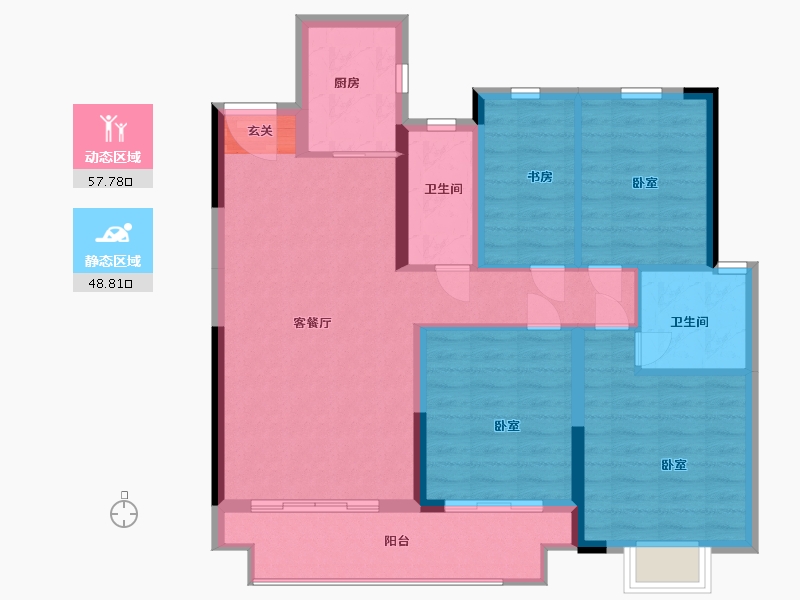 湖南省-岳阳市-大唐世家-96.00-户型库-动静分区