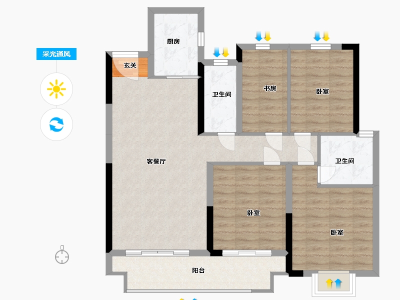 湖南省-岳阳市-大唐世家-96.00-户型库-采光通风