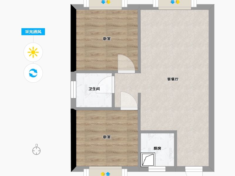 湖南省-株洲市-型格U公馆-41.46-户型库-采光通风