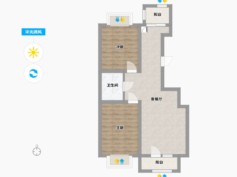 吉林省-长春市-新星宇摩登公园-57.59-户型库-采光通风