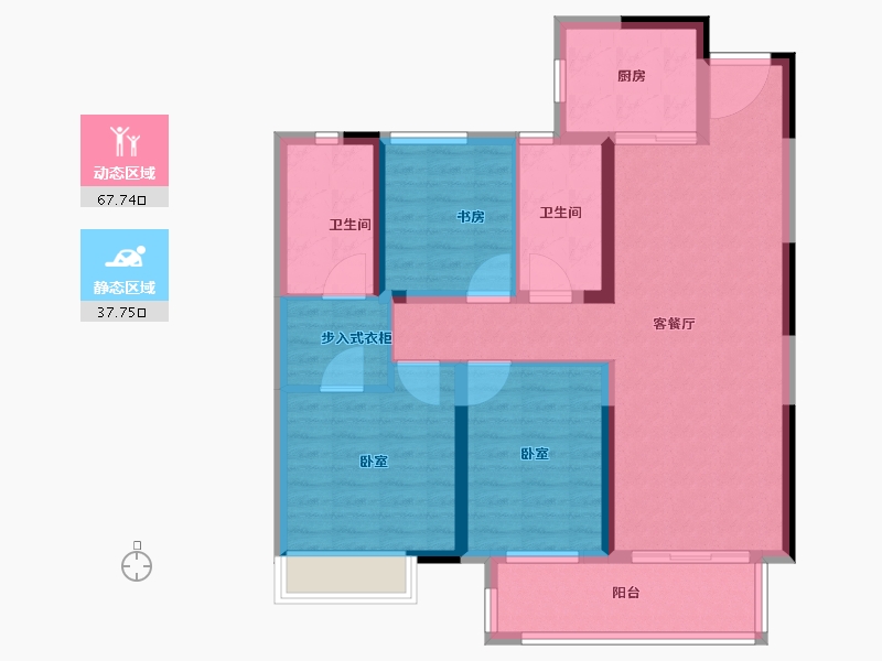 湖南省-长沙市-世茂璀璨天城-94.00-户型库-动静分区