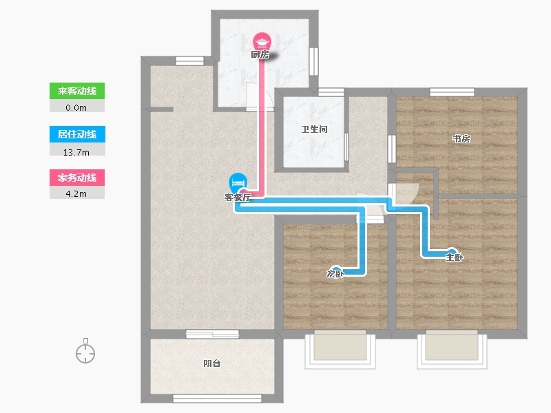 山东省-潍坊市-新力帝泊湾-76.00-户型库-动静线