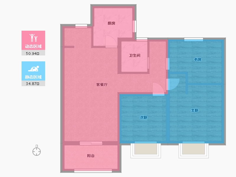 山东省-潍坊市-新力帝泊湾-76.00-户型库-动静分区