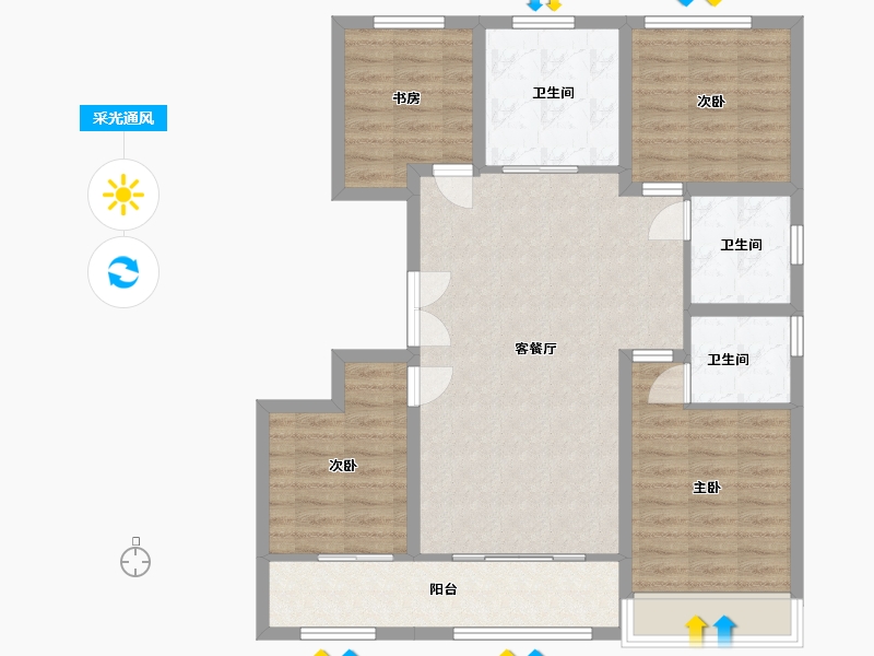 山东省-潍坊市-鲁鸿泰华蘭亭序-98.67-户型库-采光通风