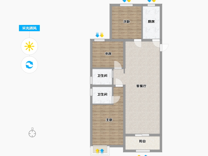 山东省-潍坊市-新力帝泊湾-92.79-户型库-采光通风