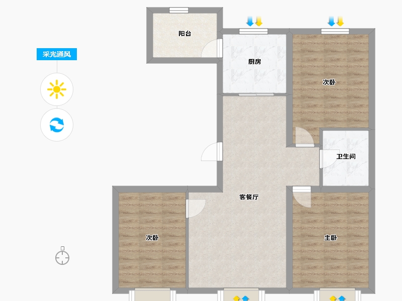 吉林省-长春市-万晟和府-85.00-户型库-采光通风