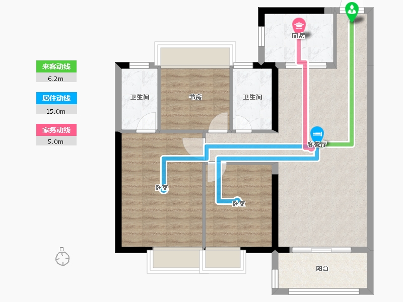 湖北省-荆州市-奥园学府里-85.40-户型库-动静线