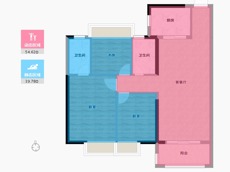 湖北省-荆州市-奥园学府里-85.40-户型库-动静分区