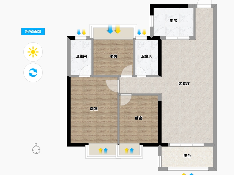 湖北省-荆州市-奥园学府里-85.40-户型库-采光通风