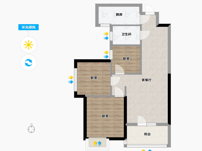 湖北省-武汉市-卧龙墨水湖边领墅-65.85-户型库-采光通风