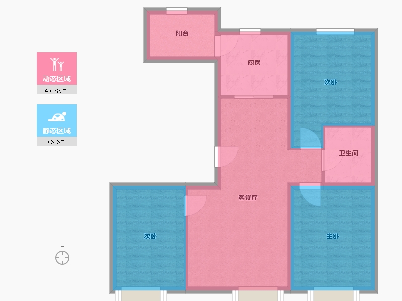 吉林省-长春市-万晟和府-71.65-户型库-动静分区