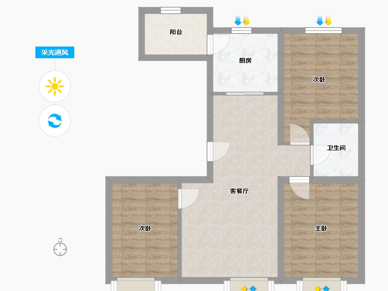 吉林省-长春市-万晟和府-71.65-户型库-采光通风