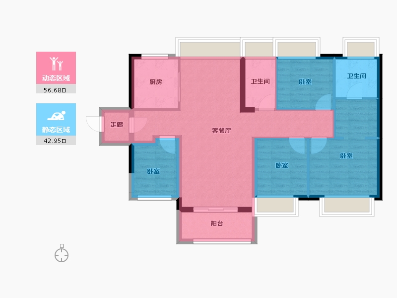 广东省-佛山市-美的中交翰诚-88.90-户型库-动静分区