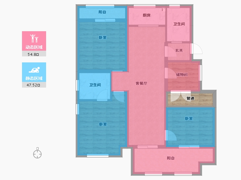 陕西省-西安市-天朗大兴郡-93.98-户型库-动静分区