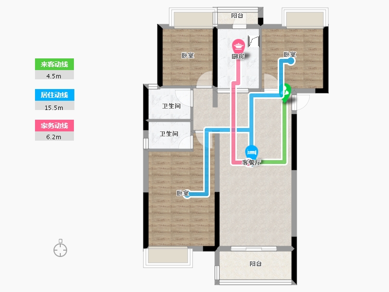 湖北省-荆州市-奥园学府里-85.82-户型库-动静线