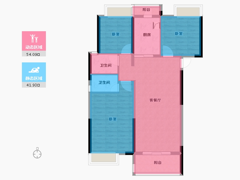 湖北省-荆州市-奥园学府里-85.82-户型库-动静分区