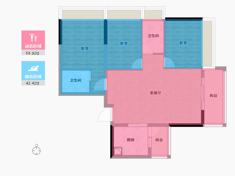 广东省-广州市-加富花园（二期）天悦-89.07-户型库-动静分区