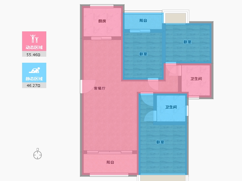 湖南省-怀化市-橡树湾-89.62-户型库-动静分区