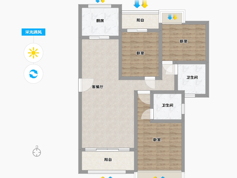 湖南省-怀化市-橡树湾-89.62-户型库-采光通风