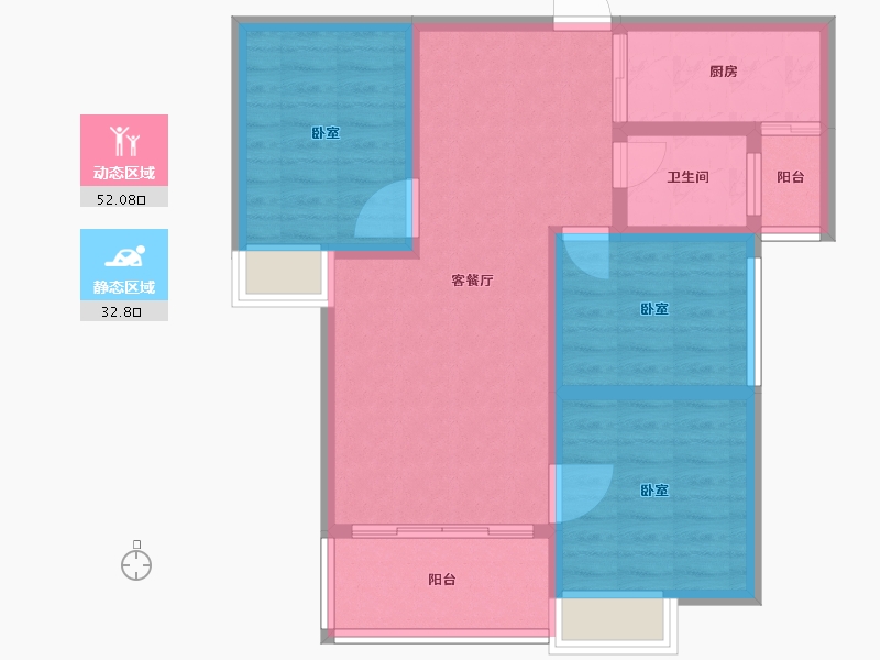 湖南省-怀化市-橡树湾-75.37-户型库-动静分区