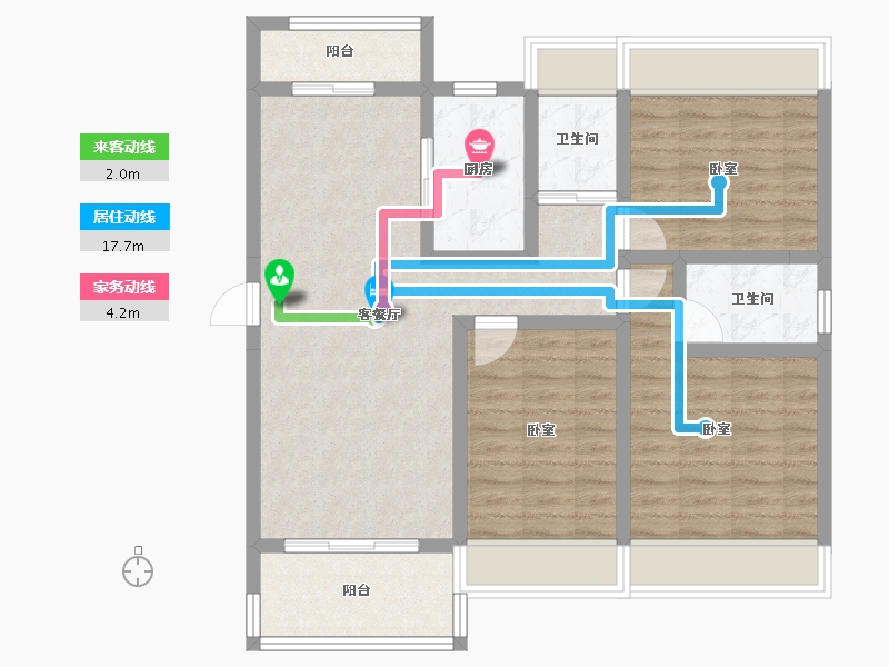 湖南省-常德市-碧桂园·中央花园-87.08-户型库-动静线