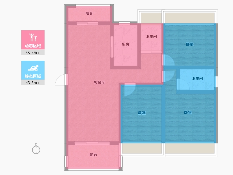 湖南省-常德市-碧桂园·中央花园-87.08-户型库-动静分区