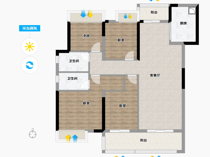 湖北省-荆州市-奥园学府里-110.05-户型库-采光通风