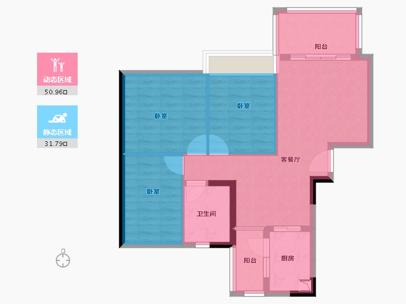 广东省-广州市-嘉霖聚和尊悦台-74.00-户型库-动静分区