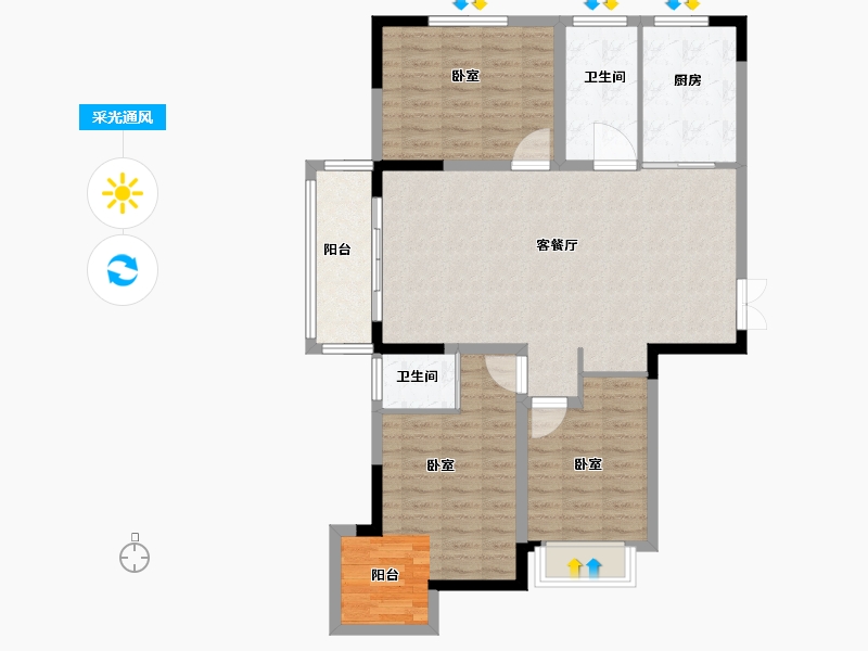 河南省-郑州市-志强理想名城-100.40-户型库-采光通风