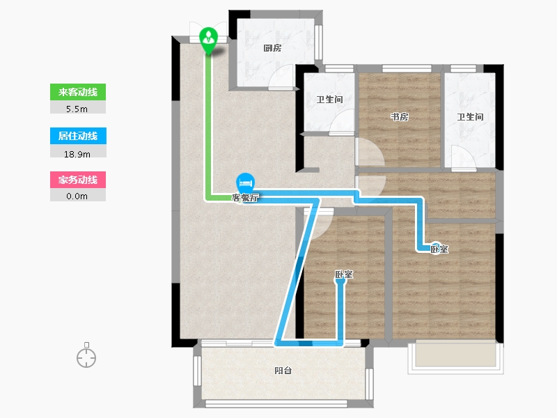 湖南省-长沙市-五矿•万境蓝山住宅-94.03-户型库-动静线