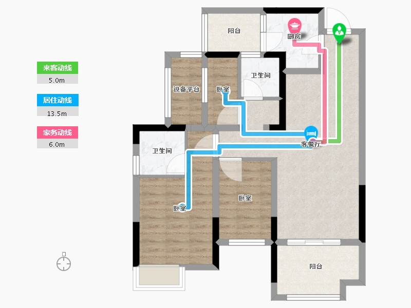 湖南省-怀化市-岳麓青城-76.73-户型库-动静线