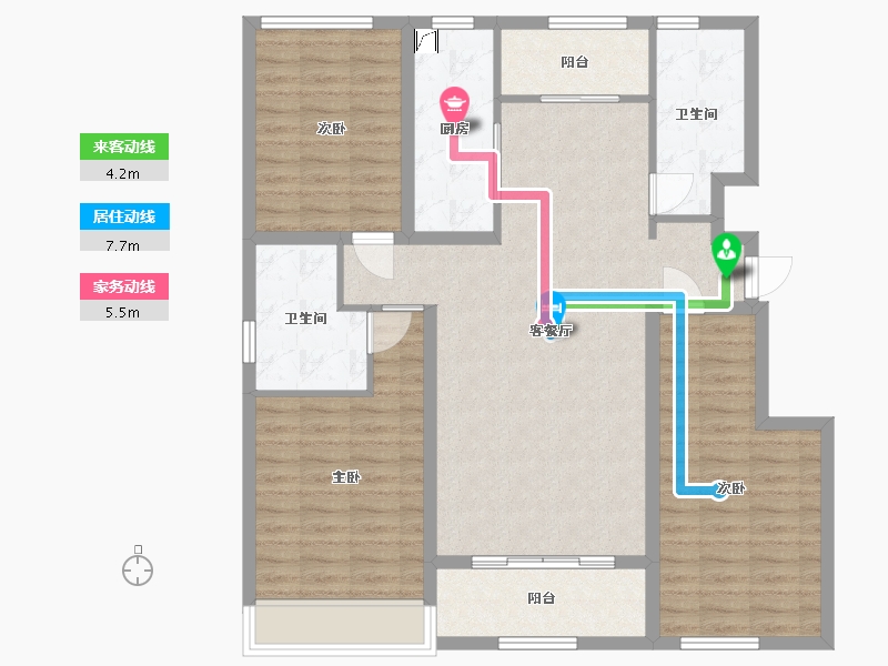 山东省-潍坊市-鲁鸿泰华蘭亭序-106.34-户型库-动静线